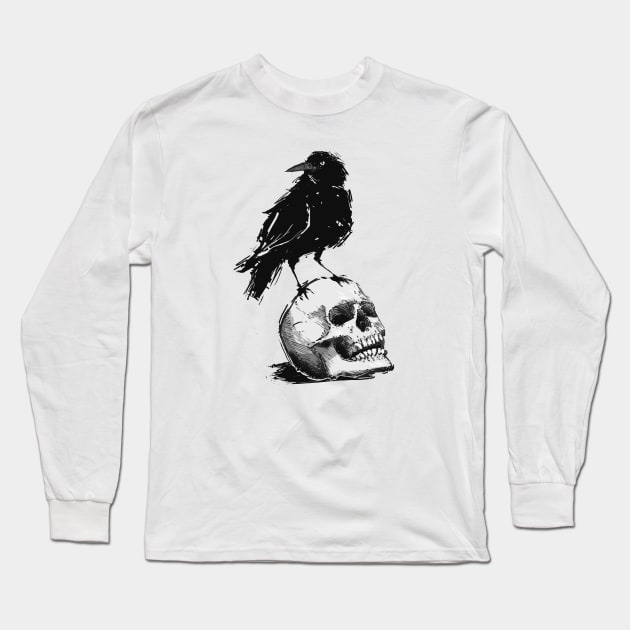 Crow & Skull Long Sleeve T-Shirt by trmrddr